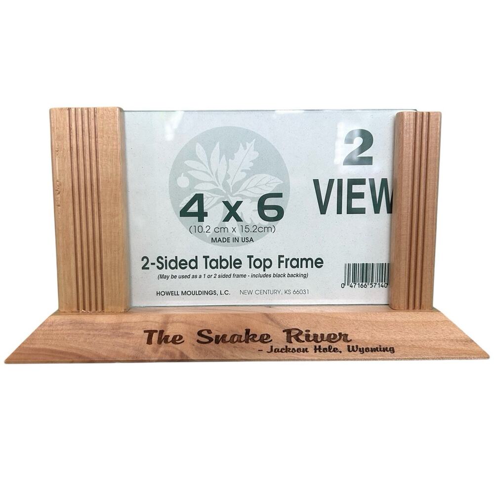 Vintage The Snake River Jackson Hole, Wyoming 2 Sided Souvenir Frame